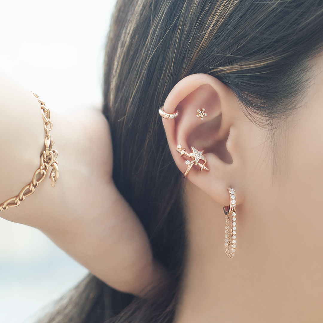 Stars diamond ear cuff